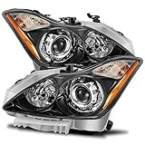 ModifyStreet For 08-13 Infiniti G37 Coupe/14-15 Q60 Glossy Black Projector Headlights Left/Right Rep