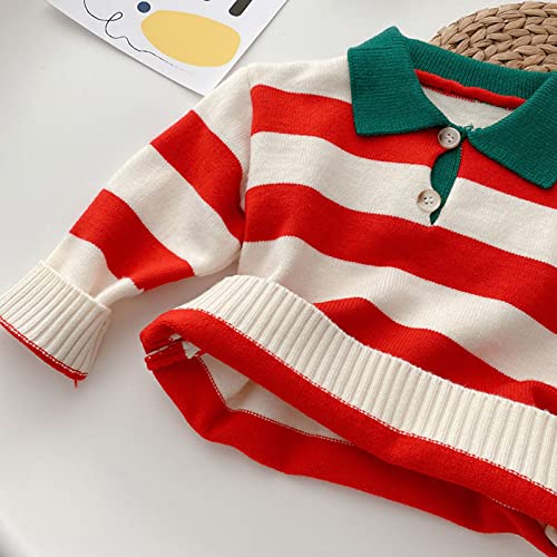Babys Kids Toddler Girls Boys Spring Winter Long Sleeve Striped Thick Knit Sweater Boys Hoodies Size (Red, 0-6 Months)2