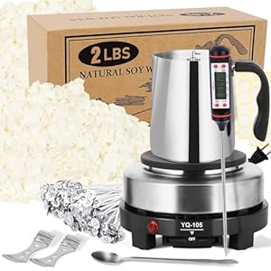 SAEUYVB Candle Making Kit with Wax Melter, Candle Wax for Candle Making – DIY Candle Making Supplies, Including 2lbs Soy Wax Flakes, Melting Pot, Electric Stove,Candle Kit for Adults, Beginnner