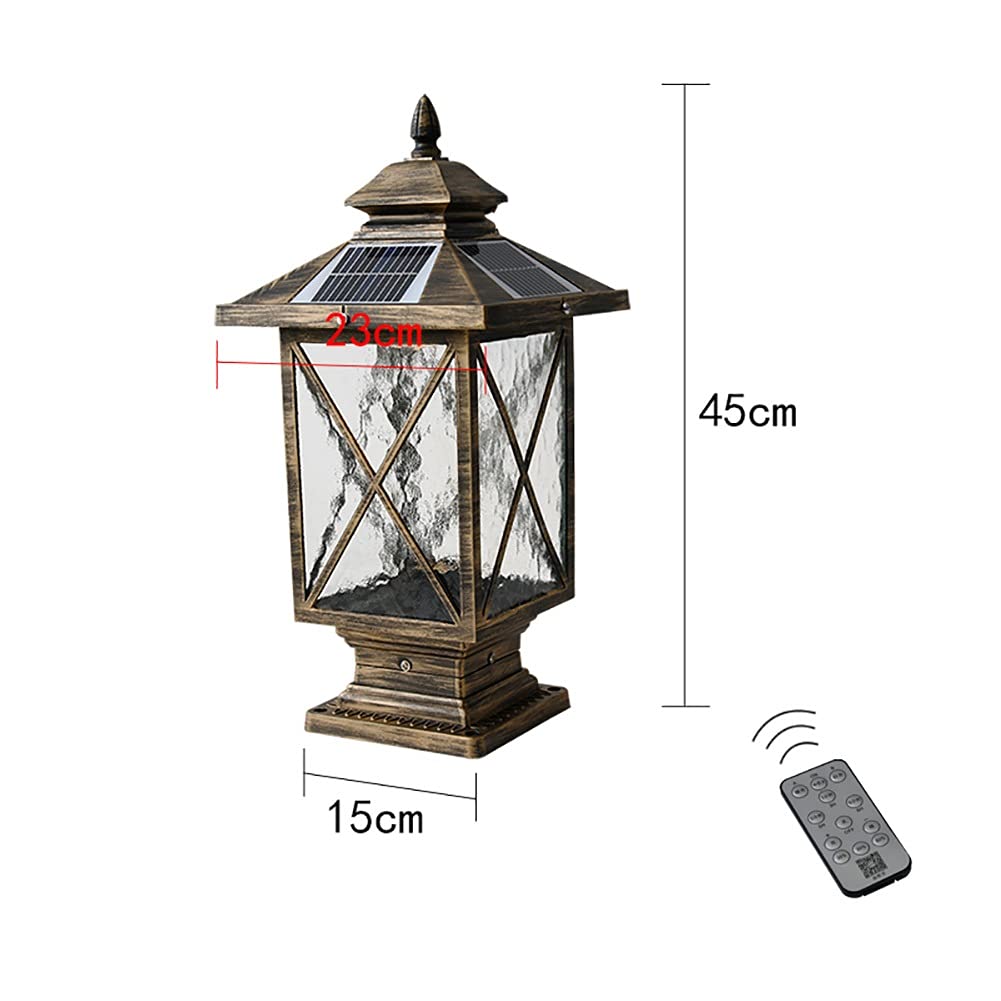 Światła słupkowe na zewnątrz, lampy ogrodowe, oświetlenie tarasu, światła solarne na zewnątrz, solarne lampy słupkowe LED z pilotem zdalnego sterowania, ogrodowe solarne światła ogrodzeniowe, wodoodporna, krajobrazowa lampa słupkowa do drewnianych słupków