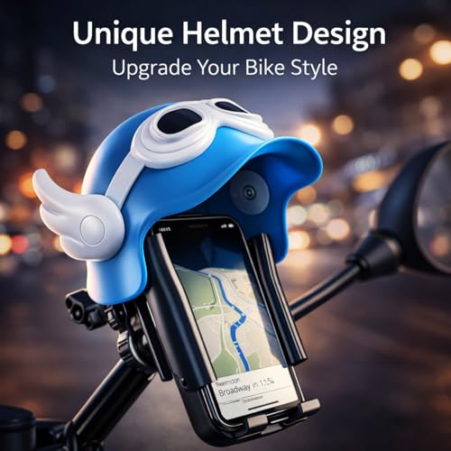 Image of DETACHI Motorbike Phone Holder Helmet Design, UV Protection, Rain Proof, Flexible & Adjustable Angle, Easy to Use, Universal Anti-Slip Mobile Mount for Bikes & Scooters, Secure Handlebar Stand