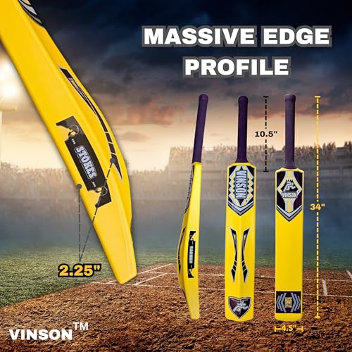 Image of Vinson Stokes Edition Senior Cricket Kit, Full-Size Heavy Duty Plastic Bat(850 gm) & Stumps for Both Sides, PVC i10 Ball, 1 Bat Grip & a Sipper Bottle, a for Youth and Adults.