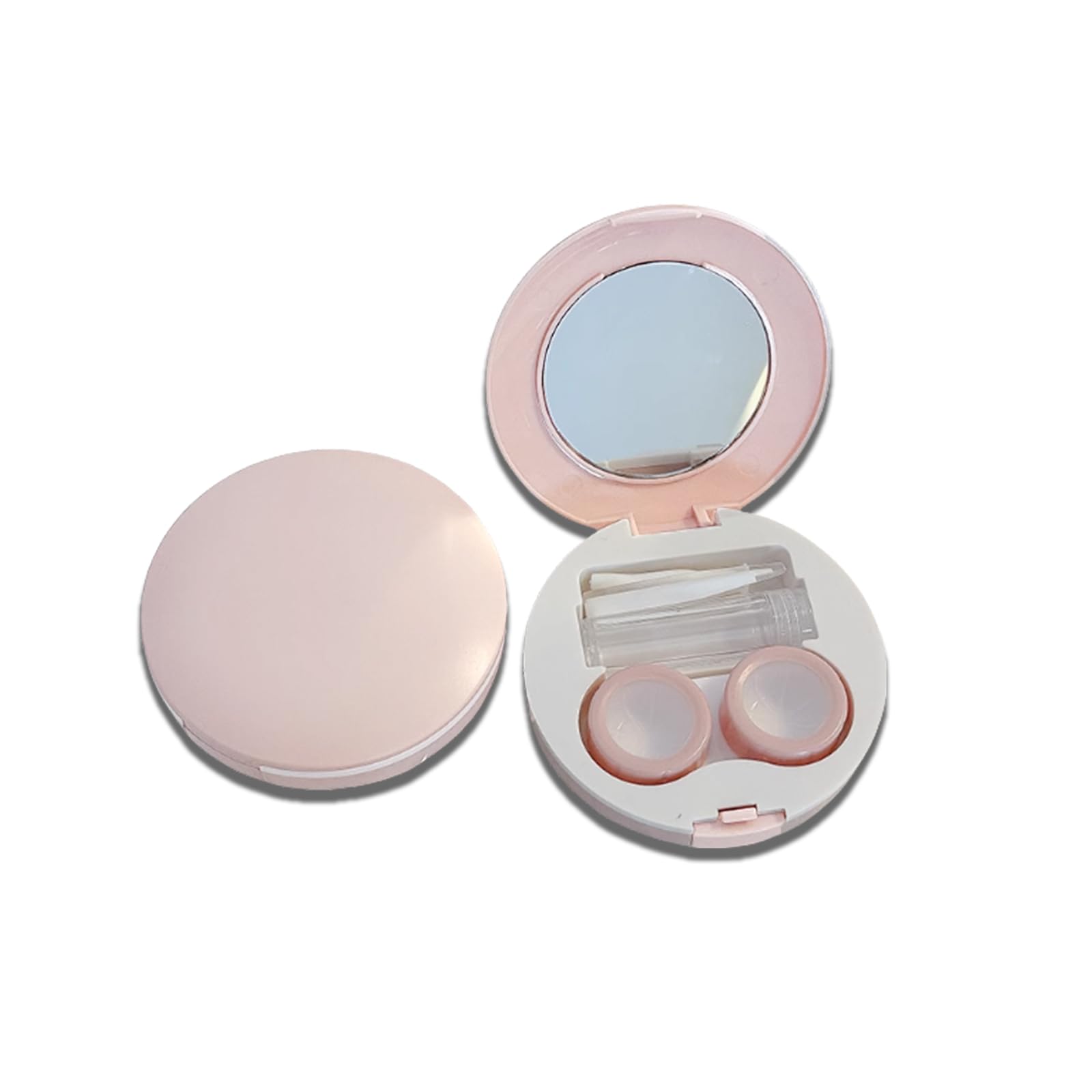 2 Pack Travel Contact Lens Case Kit Leak Proof Cute Eye Contact Case with Mirror Tweezers Remover Tool