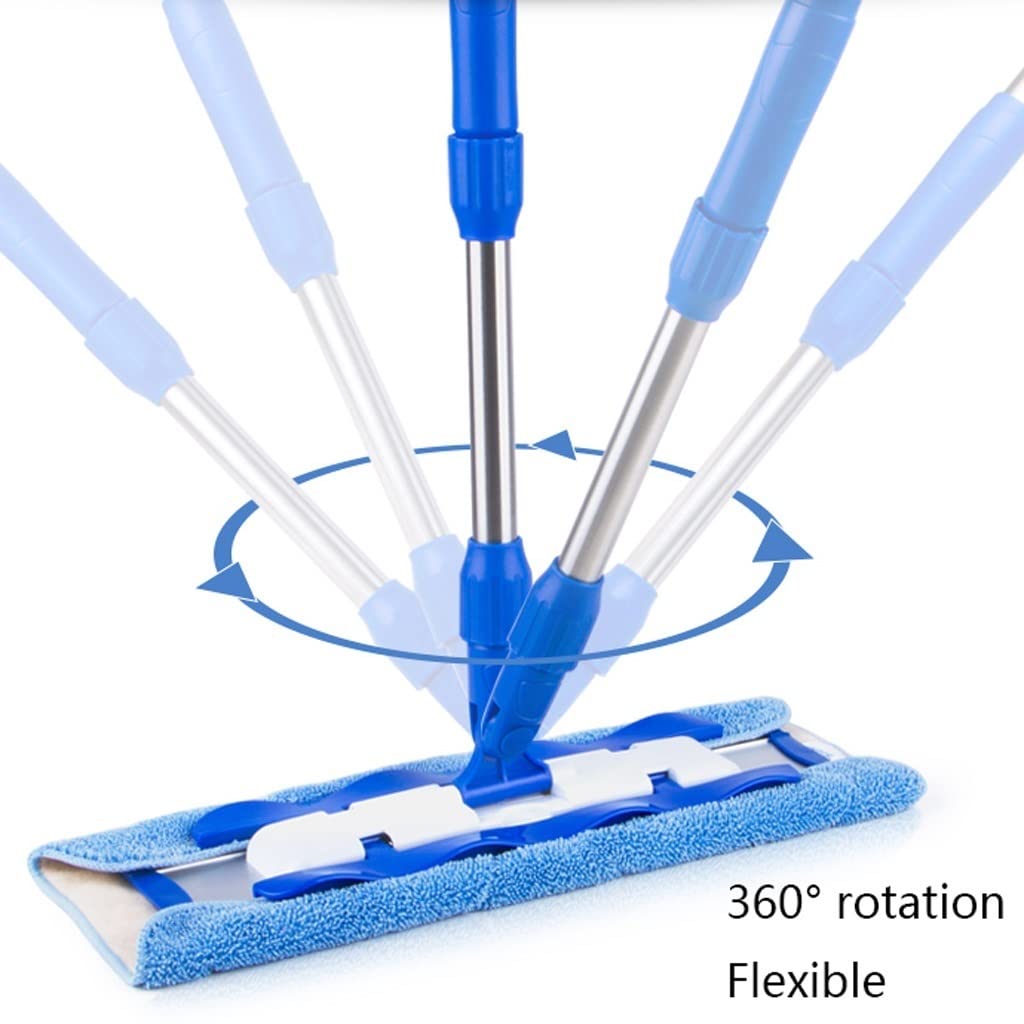Mopa Profesional mopa de Microfibra, Acero Inoxidable Mango-3 Reutilizables Flat Mop Pad, Apto for Madera, Laminado, baldosas y Limpieza del Piso Apto para Todo Tipo de Suelos.