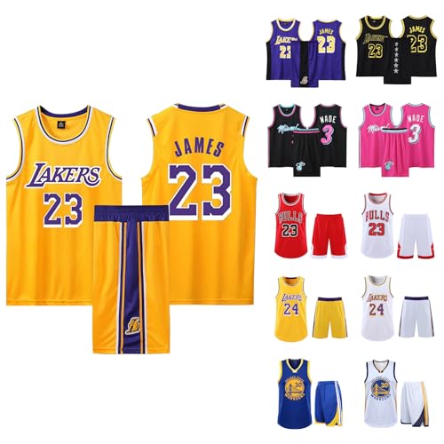 3 Ensembles Maillot Basket Enfant/Adulte | Sans Manches + Short | 100% Polyester Respirant | Taille 4XS-5XL
