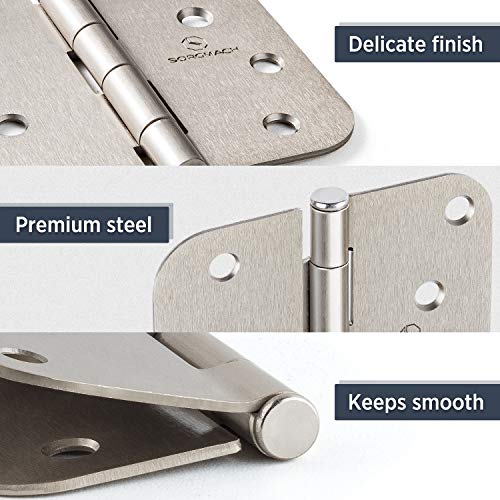 Door Hinges Satin Nickel 3.5 Inch Interior Hinges 5/8" Radius - 3Pack #TOP1