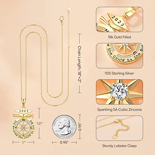 Meeshi Graduation Gifts For Her Jewelry For Women Compass Necklace For Girls Middle High School College 2023 Best Graduation Gift For Friend Students Sister Pendant Necklace For Nurse Daughter Niece #TOP4