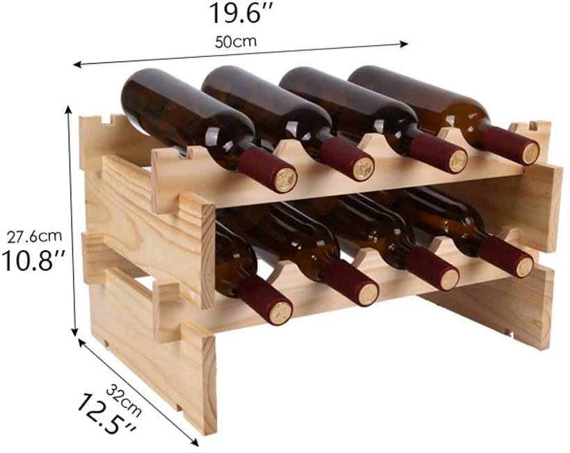 Soporte de botellas de vino de madera natural 2 niveles miniatura 2