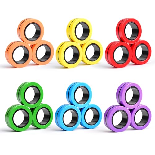 Image of Cevioce Easter Basket Stuffers,18 PCS Magnetic Ring Fidget Toys Set for Adults Teens Boys,ADHD Anxiety Magnetic Fidget Spinner,Birthdays Gifts for Kids Coolest Magnet Stress Relief Toy for 8+ Year Old