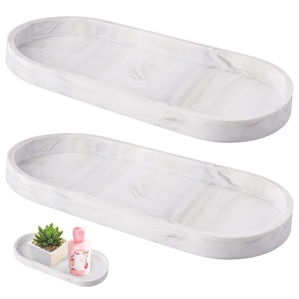 Badkamer-dienblad, 2 Stuks, Decoratief Dienblad, Zwart, Kan Worden Gebruikt Voor Badkamerdecoratie Aromatherapieplaats Voorwerpen In Te Trekken