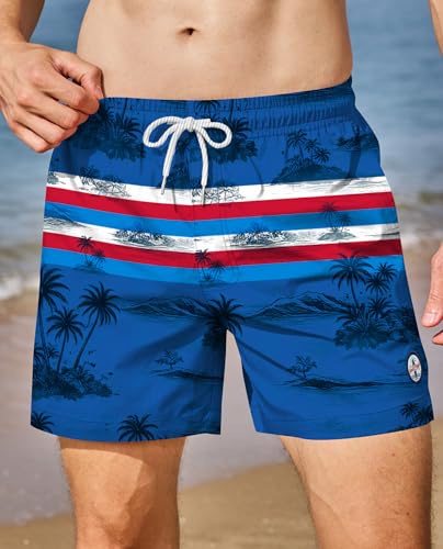 Image of Men's 5'' Swim Trunks with Compression Liner Graphic Beach Dry Fit Lightweight Bathing Shorts (S-XXL)