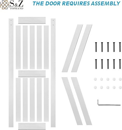 Miniatura 6 de S&Z TOPHAND® - Puerta doble de 18 x 84 pulgadas, de madera de fibropanel de densidad media, con kit de herrajes de 8 pies, panel sólido ajustable