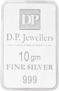 D.P. Jewellers 10g 999 Pure Silver Bar | Laxmi Ganesh Design | Silver Bar for Pooja, Wedding Gift & Investment | BIS Certi... Price In India