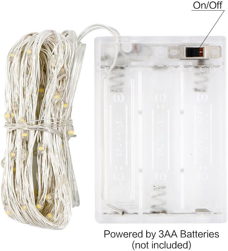 Miniatura 6 de ANJAYLIA Luces de hadas, paquete de 4 tiras de luces que funcionan con pilas, 30 luces LED parpadeantes de 10 pies para bodas, dormitorios, fiestas,
