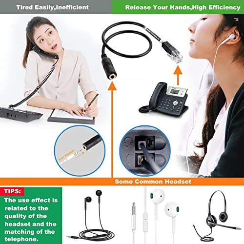 Herfair RJ9 to 3.5mm Adapter Cable 4P4C RJ9/RJ10 Male to 3.5mm Female Stereo Converter Headset Telephone Cord Audio Lead for Home Office Telephone IP Phones (Pack of 2) - Image 2