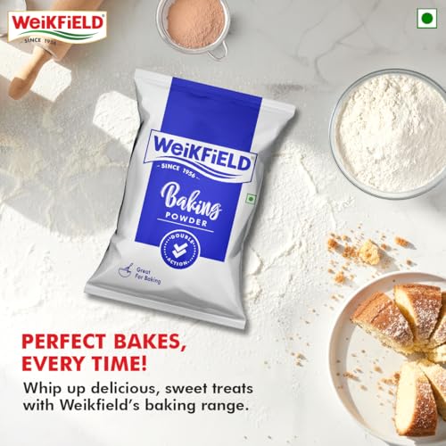 Image of Weikfield Baking Powder | 100% Double Action Baking Powder | Perfect for Light & Fluppy Cakes, Cookies, Muffins & Breads | Perfect for Baking | 1 kg Pouch