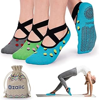 Ozaiic Yoga Socks for Women with Grips, Non-Slip Five Toe Socks for Pilates, Barre, Ballet, Dance, Workout, Fitness