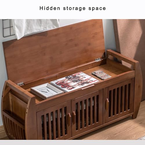 Banc de Rangement pour Chaussures en Bois Massif Rustique - 4