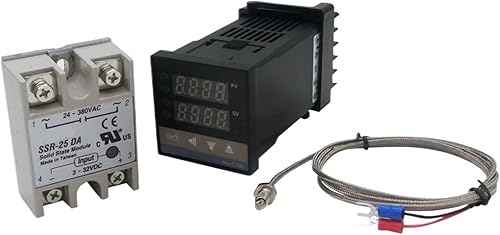 Miniatura 5 de 1 Unidades Digital PID Termostato Controlador de Temperatura REX-C100 Tipo K Termostato Termostato Termopar Sonda SSR Relé para Control Temperatura