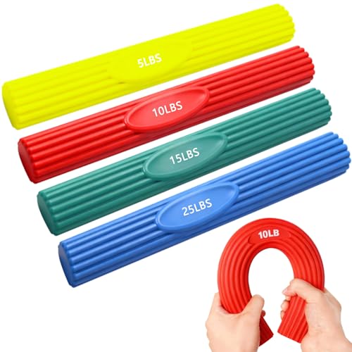 Frutilexia 4 Piezas Barra de Terapia Flexible, Barra de Resistencia Flexible, Varilla de Terapia de Codo de Tenista, Mejorar la Fuerza de Agarre, Barra para Codo de Golfista, Aliviar el Dolor