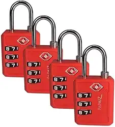 Kit 4 Cadeados TSA com Segredo 30PL Vermelho