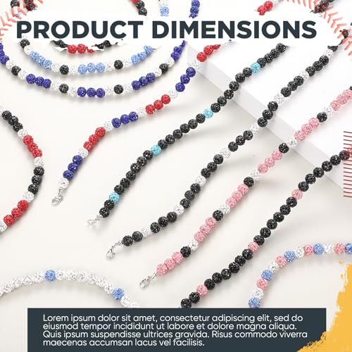 20 Pcs Bling Beaded Baseball Necklace for Men Women Baseballer Ice Inspired Rhinestone Discoball Necklaces Unisex Cool Gifts for Baseball Players Lovers2