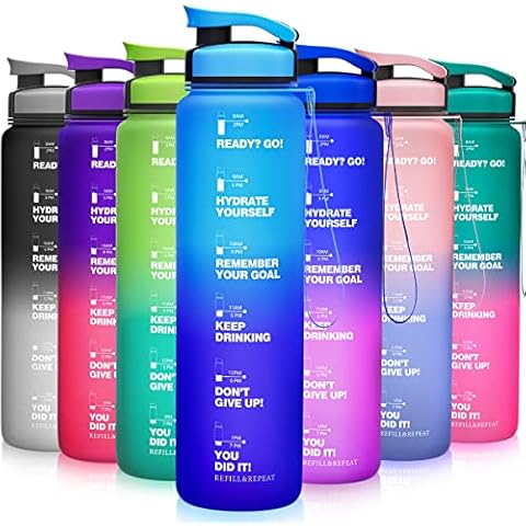 ZORRI Motivational BPA Free 32 OZ 1 Liter Water Bottles with Time Maker Leak Proof & Lightweight Tritan Bottle For School, Running, Fitness, Workout, Cycling, Gym, Yoga and Camping Cover