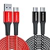 [2pcs 2m] 100W PD3.0 USB C a C Cable de carga rápida Cable + 3.1A USB A a C de carga rápida de nylon trenzado para el iPhone 16 Samsung Galaxy S23 iPad Pro MacBook Air Tablets etc