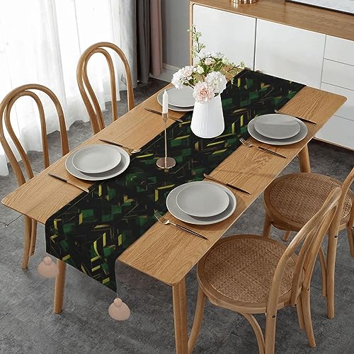 Chemin de table rustique géométrique haut de gamme aux détails dorés et verts - 2