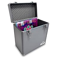 Holds up to 50pcs of 12" vinyl records Great as a storage chest for other products Aluminium Corner Guards Strong Latches with locks & keys Hinged Lid Light Weight design