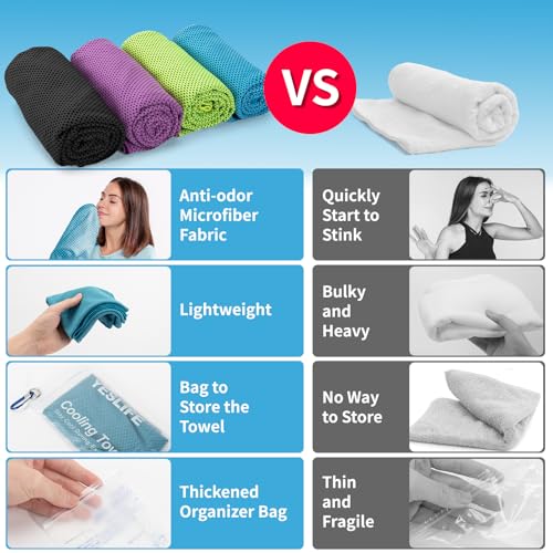 Image of YESLIFE 4-Pack Cooling Towels (40 inchx 12 inch), Cooling Neck Wraps, Ice Towel