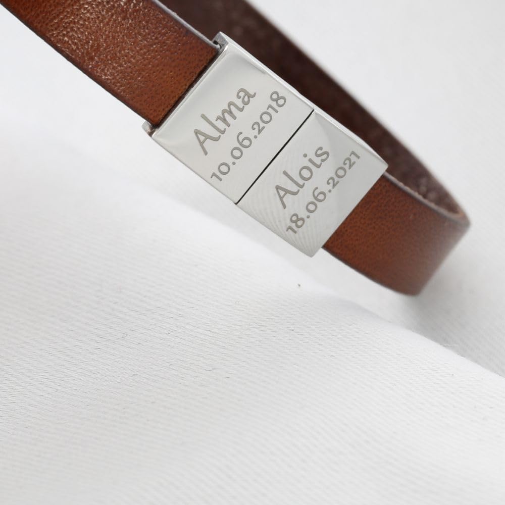 Namensarmband Leder Herren Lederarmband Koordinaten oder Spruch Armband mit Gravur Männer Herrenschmuck Gravur Männerschmuck | HANDMADE IN GERMANY