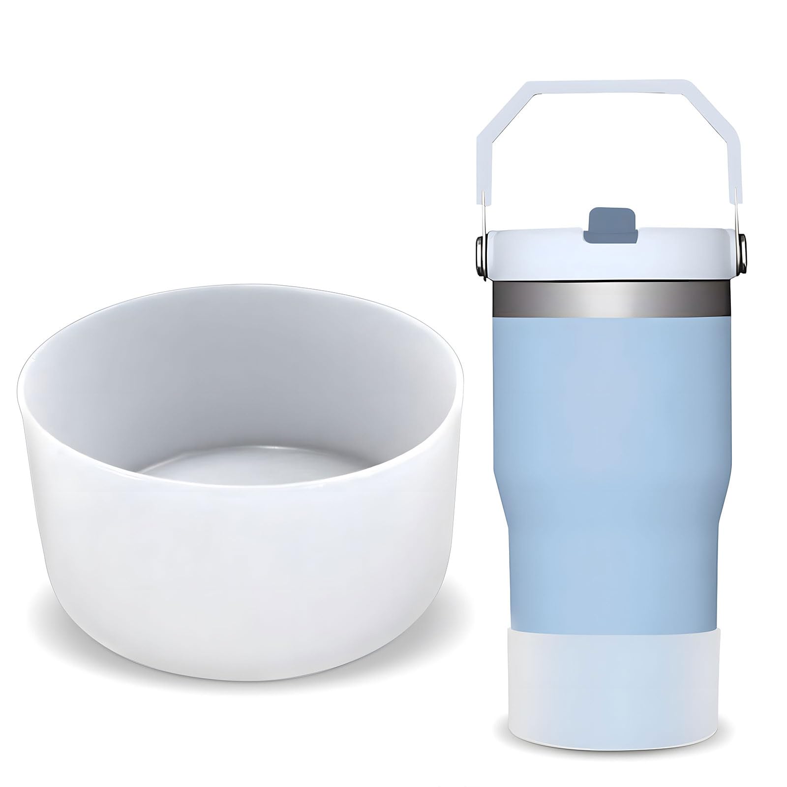 GJV Upgrade Protective Silicone Boot Bumper for Stanley Quencher Adventure 40oz 30oz 20oz 30oz Tumbler, Water Bottle Bottom Sleeve Cover Accessories for Stanley Mug Cup (Clear, OD:3.54in/9cm)