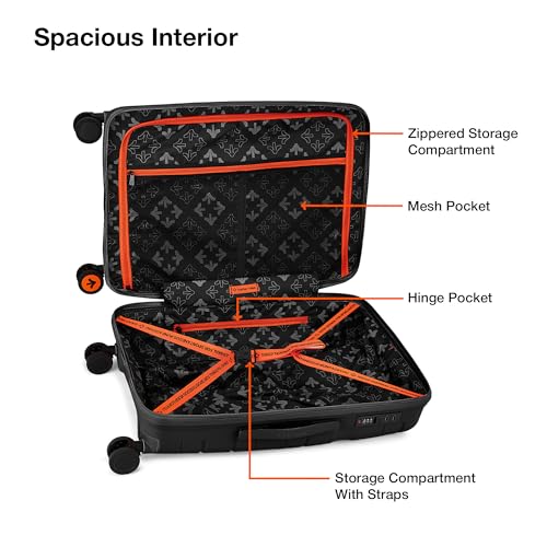 Image of Nasher Miles Paris Hard-Sided Polypropylene Luggage Set of 2 | 55cm & 65cm | 8 Wheels Small & Medium Trolley Bag for Travel | Suitcase (Black)