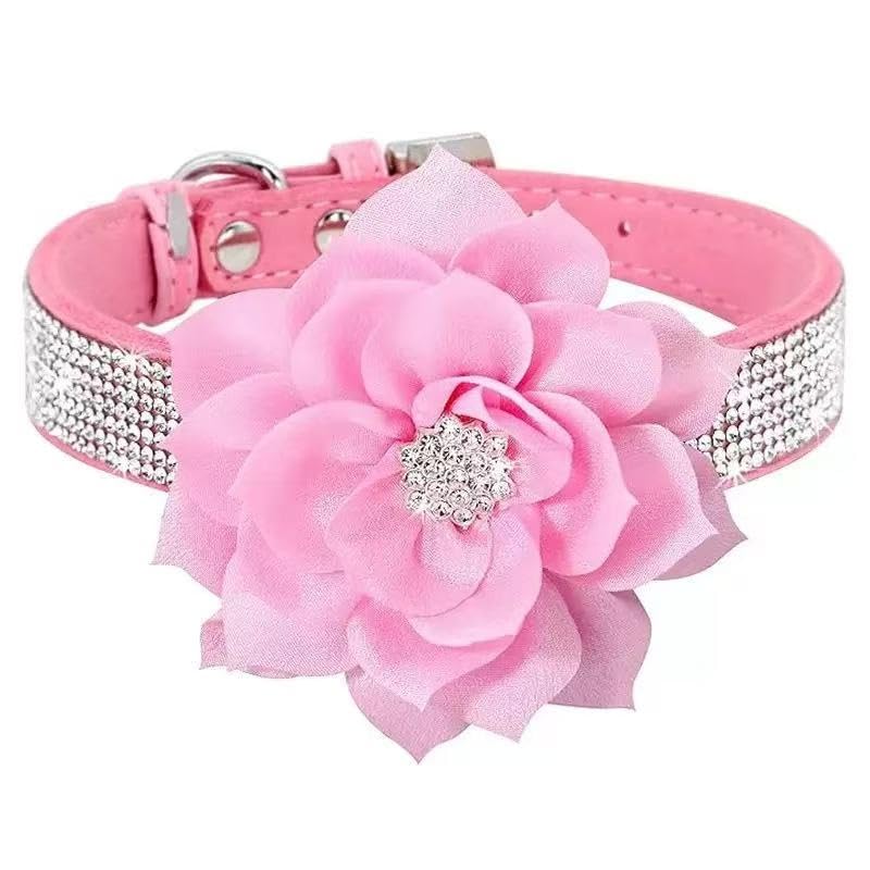 Collier Chien Strass Rose XS en Cuir Souple : Évite les Irritations du Chiot