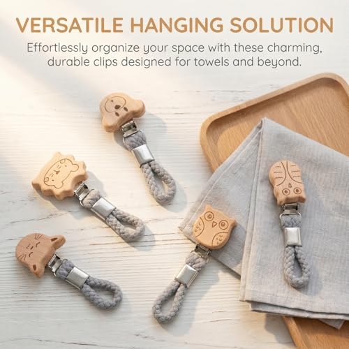 Metal Kitchen Tea Towel Clips with Hanging Loops - 4 Pack Holders for Organizing Towels, Dishcloths & Beach Towels, Space-Saving Kitchen & Bathroom Hooks - Image 6
