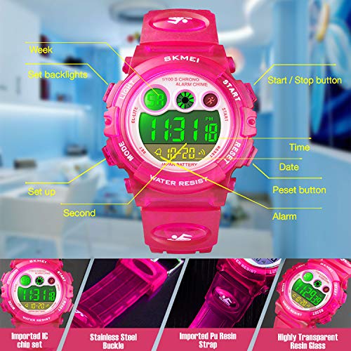 cofuo Kids Digital Sport Watch for Boys Girls, Kid Waterproof Electronic Multi Function Casual Outdoor Watches, 7 Colorful LED Luminous Alarm Stopwatch Wristwatch2