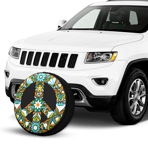 Image of Delerain Spare Tire Cover Peace Sign Wheel Covers Waterproof Dust-Proof UV Sun Universal Fit for Jeep Trailer RV SUV Truck and Many Vehicle (17 Inch for Diameter 31 inch-33 inch)
