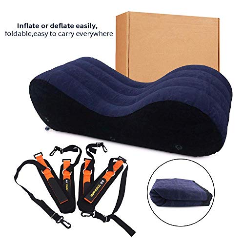 Inflatable Multifunctional Sofa, Yoga Chaise Lounge/Relax Chair, Bed Sofa with Handcuffs & Leg Cuffs, Portable Magic Cushion Ramp Body Pillow Inflatable Furniture Lounger for Couples