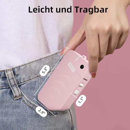 ORGSTA S001 Etikettendrucker Bluetooth Tragbarer Mini Labeldrucker Selbstklebendes Etikettiergerät für Zuhause, Büro, Schule, Kompatibel mit iOS & Android（Rosa）