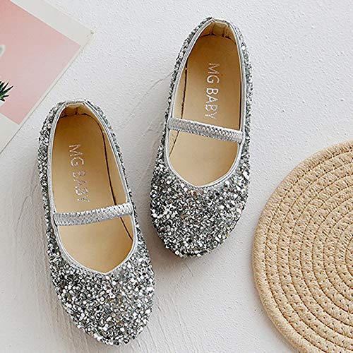 Toddler Dress Shoes,Baby Children Girls Princess Shoes Bottom Dance Sequined Leather Soft Baby Dress Shoes 1-11 Years4