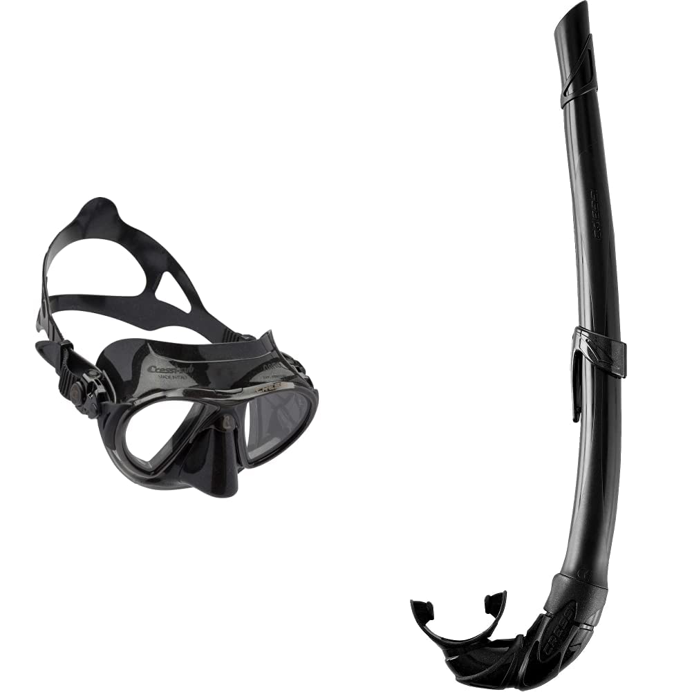 Cressi Nano, Maschera Subacquea Unisex & ndash; Adulto, Nero & Corsica, Snorkel Flessibile per Apnea, Pesca Subacquea, Snorkeling e Immersioni Unisex & ndash; Adulto, Nero/Nero, Taglia Unica
