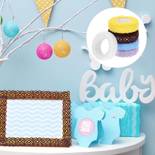 Cinta de encaje autoadhesiva PRETYZOOM para decorar scrapbooking sin usar pegamento líquido 3