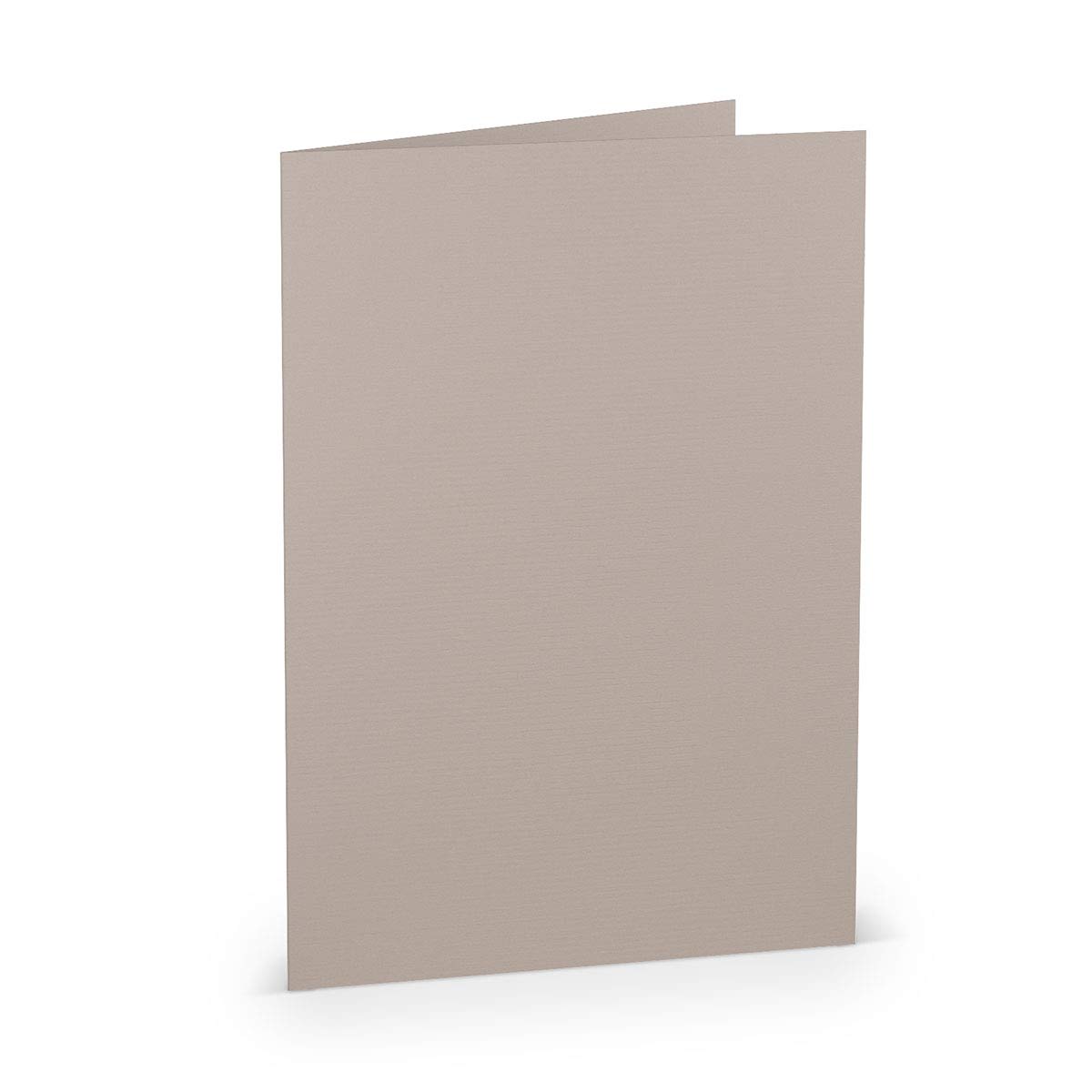 PAPERADO 500 kartek składanych DIN A5 szarobrązowe prążkowane – podwójne kartki wstępnie złożone nieprzezroczyste 220 g/m² – 14,8 x 21 cm – składane kartki do majsterkowania, zaproszenia na wesele, komunię