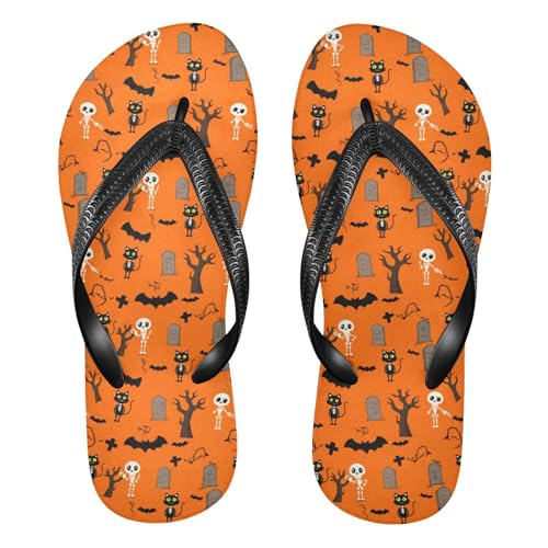 Burbuja Playful Skeletons Flip Flops for Women Men, Soft Thong Sandals Rubber Slippers for Pool Beach Essentials