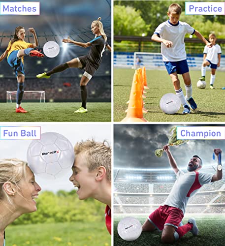 Image of Size 5 White Soccer Ball - Durable, Soft, Rainbow Pattern