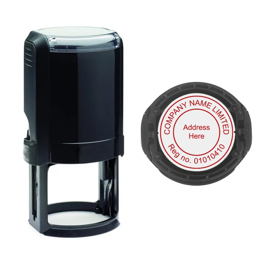 Company Custom Made Circular Self Inking Stamp - Large Size 42mm x 42mm Professional Business Stamper - Red Ink