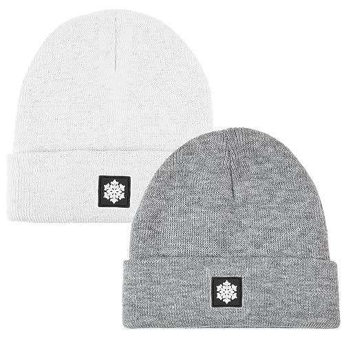 HONGTEYA 2-Pack Toddler Baby Beanie Hats, Baby Winter Knit Hats for Boys Girls Toddler Kids Warm Baby Hats Age 0-8 Years2