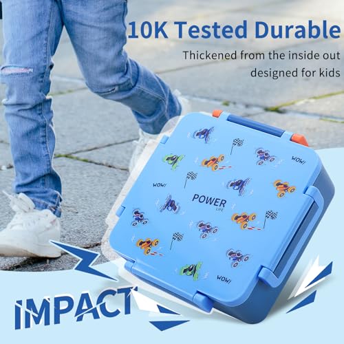 Image of Bento Box for Kids with Thermos, [Large Capacity] Insulated Kids Lunch Box with 4 Compartment for Ages 3+, Drop-Proof & Dishwasher Safe Lunchbox Container Blue