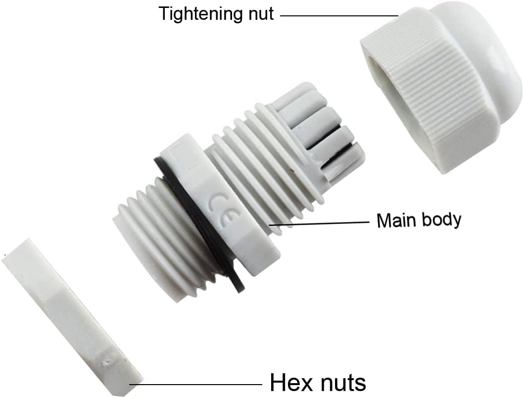 Kit pressacavo impermeabile IP68, 15 pezzi, connettore per cavo NPT da 1/4" in nylon NPT, dado di bloccaggio regolabile, connettore per cavo di scarico della tensione, per scatola di giunzione